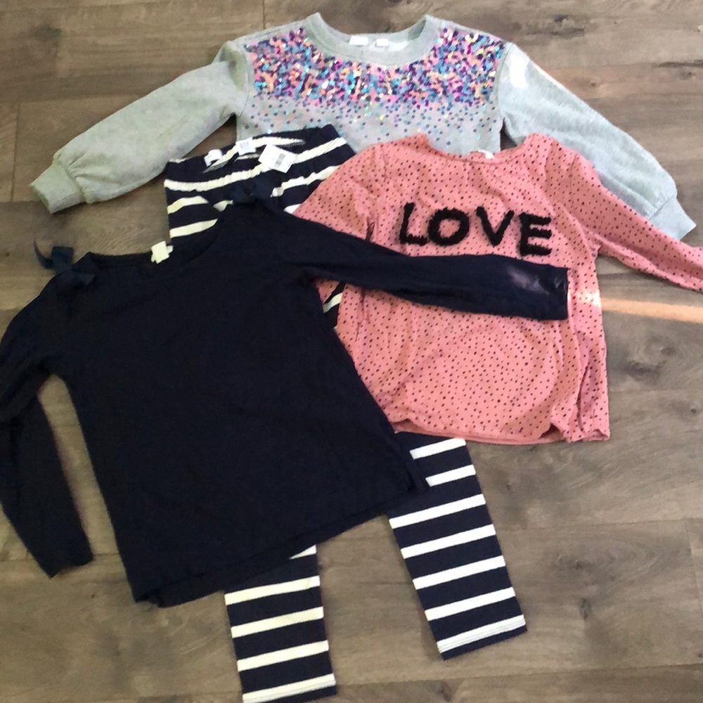 Girls NWT pants & 2 long sleeve top bundle